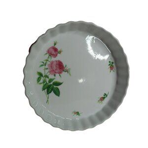 Christineholm Porcelain Rose Fluted Quiche Bakeware Dish Pie pan 9.5” x 1.5"